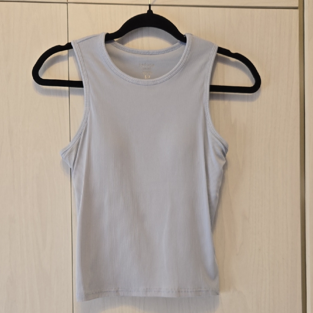 Refuge Soft Blue Sleeveless Ribbed Tank